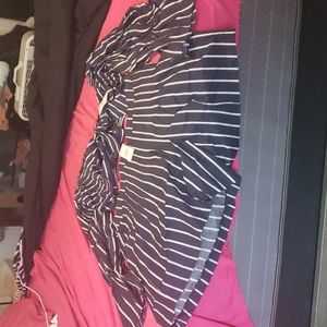 2 piece short set (Blue and white striped)